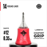 Legend Comfort Grip Cartridges - Round Liners - #12 (0.35mm) - 20/Box